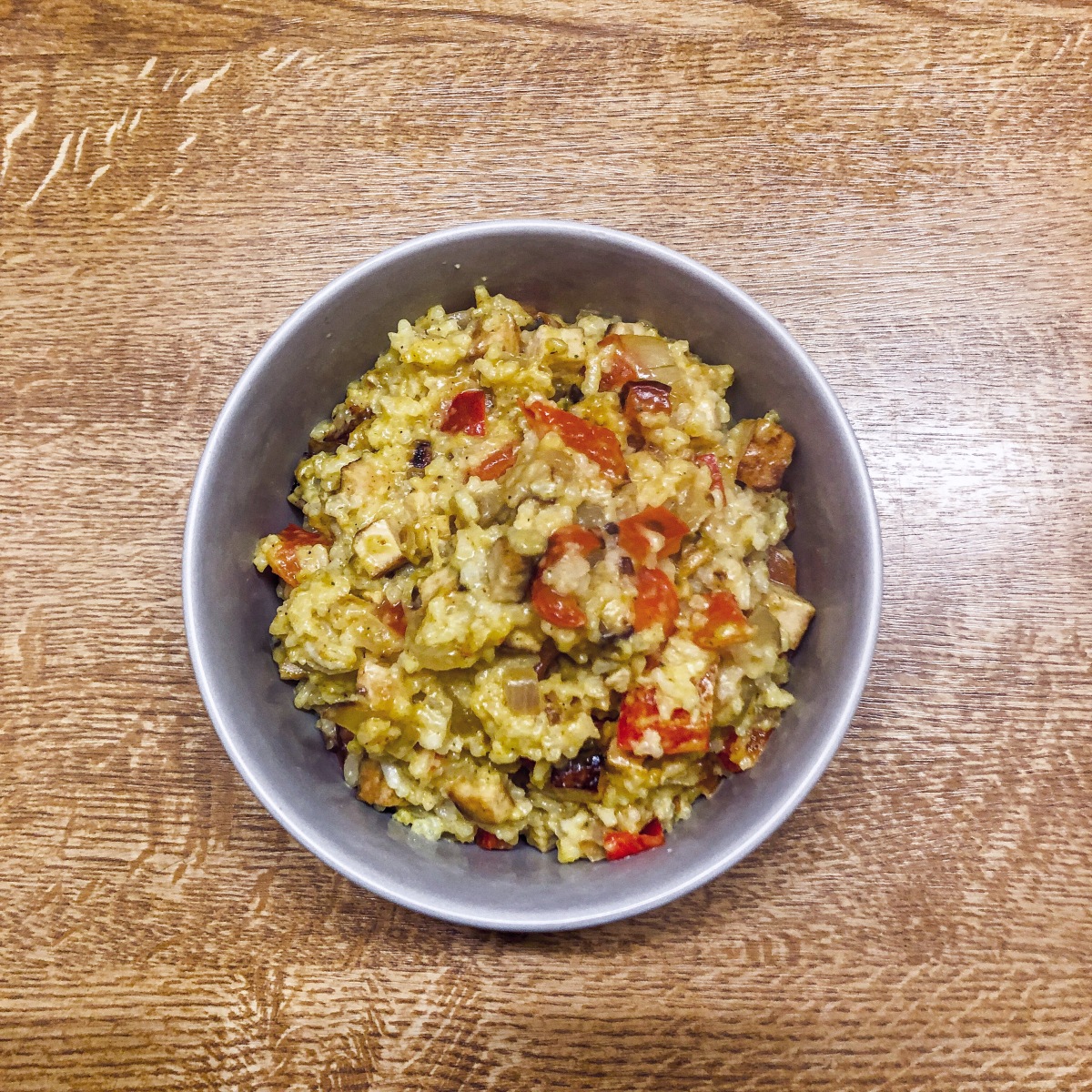 Rezept: cheesy Gemüse-Reis-Pfanne mit Tofu